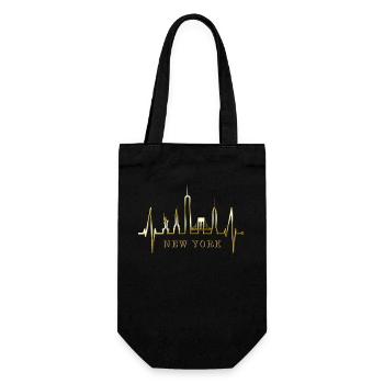 New York Skyline Herzschlag Herz USA Geschenk NY - Geschenkbeutel für Flaschen - Schwarz - Vorne