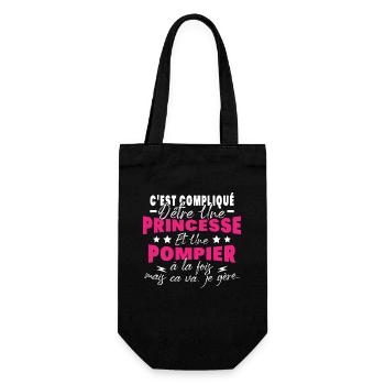 Princesse et Pompier, Humour Cadeau Pompier Femme - Sac à bouteille - noir - Devant