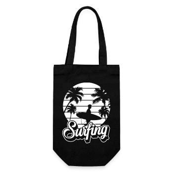 Surfing Surfboard Surfer Wassersport - Geschenkbeutel für Flaschen - Schwarz - Vorne