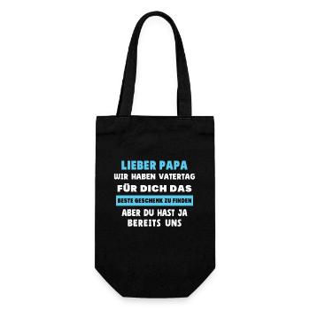 Lieber Papa bestes Geschenk zum Vatertag - Geschenkbeutel für Flaschen - Schwarz - Vorne