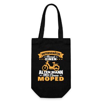 Alten mann mit einem Moped - Geschenkbeutel für Flaschen - Schwarz - Vorne