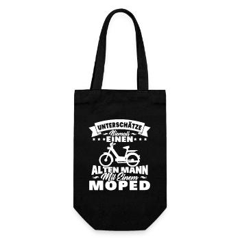 Alten mann mit einem Moped - Geschenkbeutel für Flaschen - Schwarz - Vorne