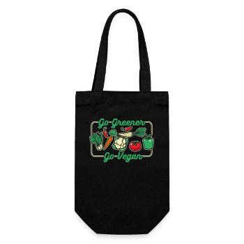 Go Greener Go Vegan Vegane Veganer auf pflanzlicher Basis - Geschenkbeutel für Flaschen - Schwarz - Vorne