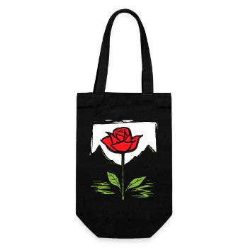Japanische Rote Sonne: Rose - Geschenkbeutel für Flaschen - Schwarz - Vorne