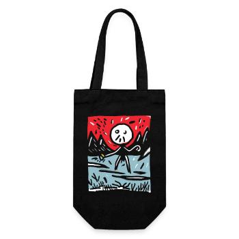Le soleil rouge du Japon : montagnes et bonhommes allumettes - Sac à bouteille - noir - Devant