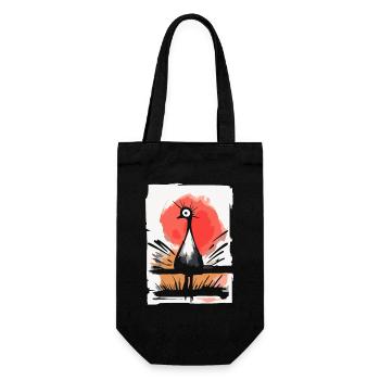 Japanische Rote Sonne und Ein Lustiger Vogel - Geschenkbeutel für Flaschen - Schwarz - Vorne