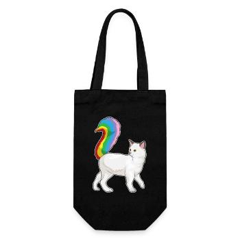 Katze Regenbogen - Geschenkbeutel für Flaschen - Schwarz - Vorne