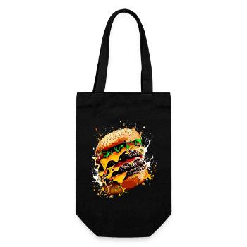 Triple Cheeseburger XXL Burger Art - Geschenkbeutel für Flaschen - Schwarz - Vorne