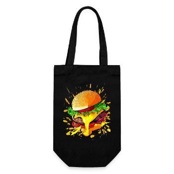 Extra Käse Burger Cheeseburger - Geschenkbeutel für Flaschen - Schwarz - Vorne