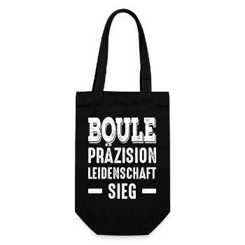Boule Präzision Leidenschaft Sieg! Bouler Spruch - Geschenkbeutel für Flaschen - Schwarz - Vorne