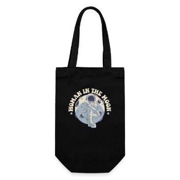 Woman In The Moon Cosmonaut Spaceship Taikonaut - Gift Bag for Bottles - black - Front