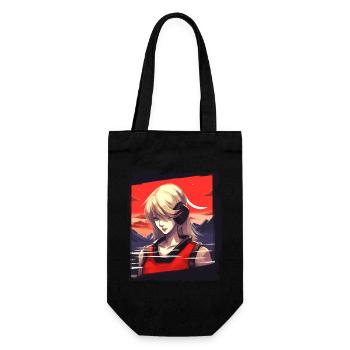 Japanische rote Sonne: Ein blondes Mädchen - Geschenkbeutel für Flaschen - Schwarz - Vorne