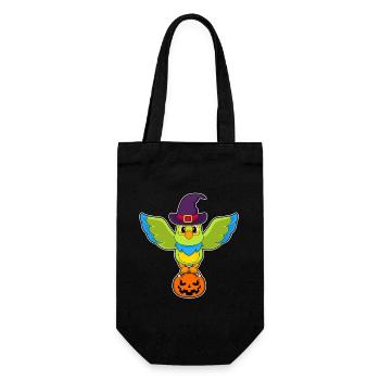 Papagei Halloween Hexe  - Geschenkbeutel für Flaschen - Schwarz - Vorne