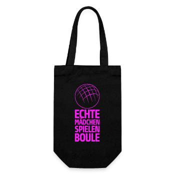 Echte Mädchen spielen Boule Bouler Boccia Spiel - Geschenkbeutel für Flaschen - Schwarz - Vorne