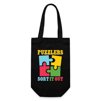 Puzzlers sort it out - Geschenkbeutel für Flaschen - Schwarz - Vorne