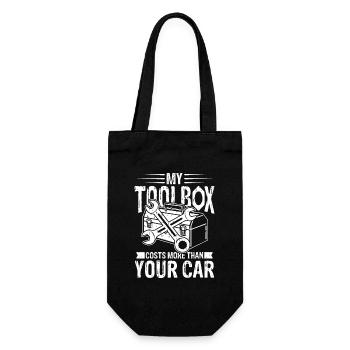 My toolbox costs more than your car - Geschenkbeutel für Flaschen - Schwarz - Vorne