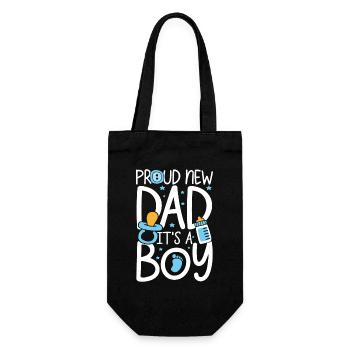 Proud new dad it s a boy - Geschenkbeutel für Flaschen - Schwarz - Vorne