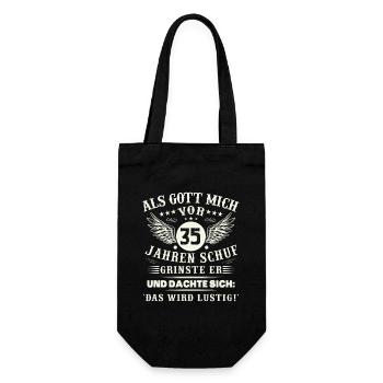 35. Geburtstag Als gott mich vor 35 jahren schuf - Geschenkbeutel für Flaschen - Schwarz - Vorne