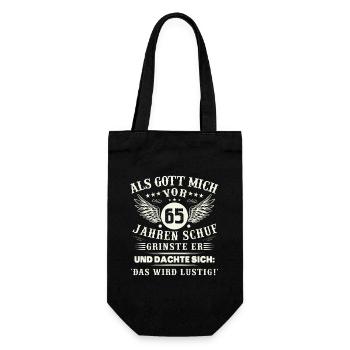 65. Geburtstag Als gott mich vor 65 jahren schuf - Geschenkbeutel für Flaschen - Schwarz - Vorne