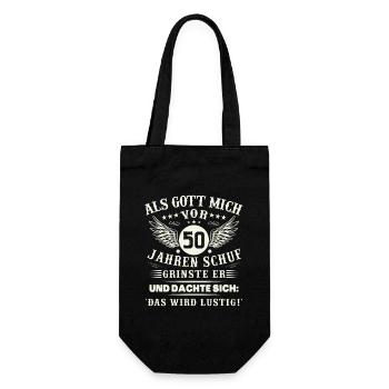 50. Geburtstag Als gott mich vor 50 jahren schuf - Geschenkbeutel für Flaschen - Schwarz - Vorne