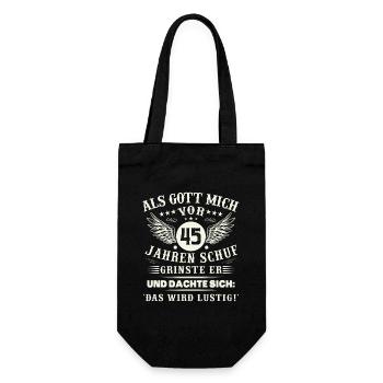 45. Geburtstag Als gott mich vor 45 jahren schuf - Geschenkbeutel für Flaschen - Schwarz - Vorne