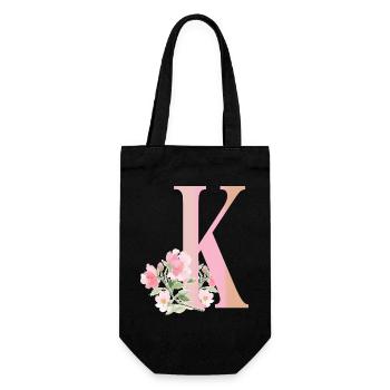 Letter K with flowers - Gift Bag for Bottles - black - Front