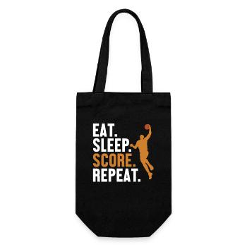 Eat Sleep Score Repeat Basketballer Basketballfan - Geschenkbeutel für Flaschen - Schwarz - Vorne