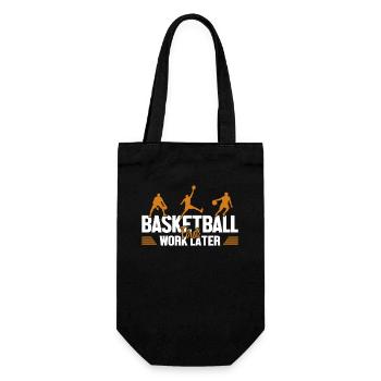 Basketball First Work Later Basketballkorb - Geschenkbeutel für Flaschen - Schwarz - Vorne