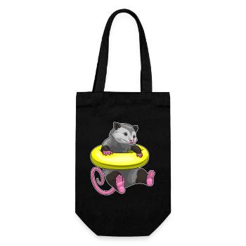 Beutelratte Schwimmen Schwimmring Sommer - Geschenkbeutel für Flaschen - Schwarz - Vorne