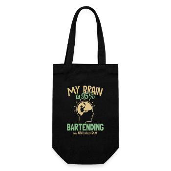 My Brain is 95% Bartending Barmann Bartender - Geschenkbeutel für Flaschen - Schwarz - Vorne