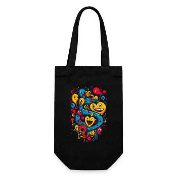 Playful Heart Bubbles and Monsters - Gift Bag for Bottles - black - Front