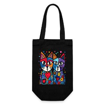 Love cats surrounded by hearts - Gift Bag for Bottles - black - Front