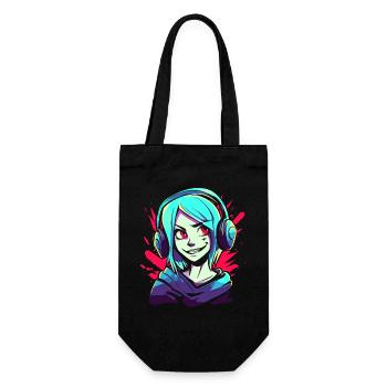 Music, Headphones and Anime Girls - Gift Bag for Bottles - black - Front