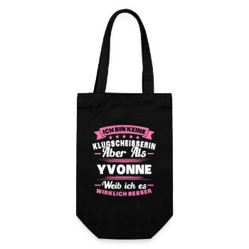 Name Yvonne Vorname Klugscheisserin Namenstag - Geschenkbeutel für Flaschen - Schwarz - Vorne