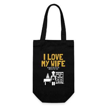 I Love My Wife Baking Confectioner Hobby Baker - Gift Bag for Bottles - black - Front
