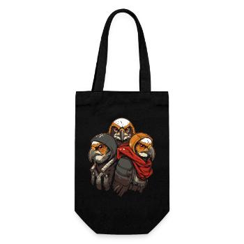 Eine Gang von Cartoon Greifvögeln - Geschenkbeutel für Flaschen - Schwarz - Vorne
