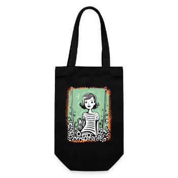 Artistic Doodling: Mother and Child - Gift Bag for Bottles - black - Front