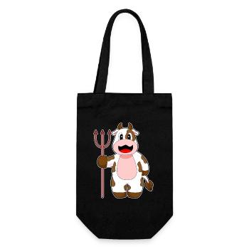 Kuh Halloween Teufel Dreizack - Geschenkbeutel für Flaschen - Schwarz - Vorne