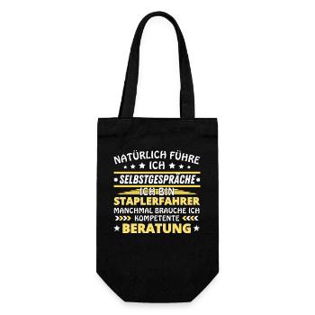 Ich führe Selbstgespräche - Staplerfahrer Edition - Geschenkbeutel für Flaschen - Schwarz - Vorne