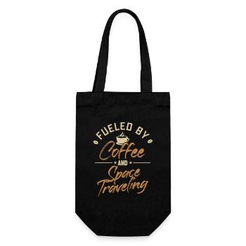 Fueled by Coffee and Space Traveling Raumschiff - Geschenkbeutel für Flaschen - Schwarz - Vorne