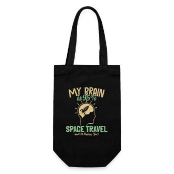 My Brain is 95% Space Travel Kosmonaut Raumschiff - Geschenkbeutel für Flaschen - Schwarz - Vorne