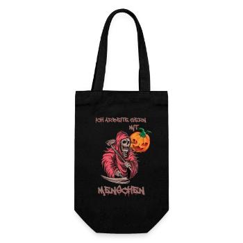 Happy Halloween Gevatter - Kürbis, Halloween Party - Geschenkbeutel für Flaschen - Schwarz - Vorne