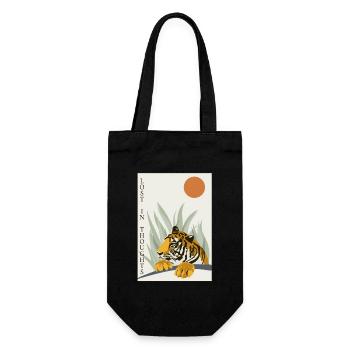 Lost In Thoughts Wildcat Big Cat Siberian - Gift Bag for Bottles - black - Front