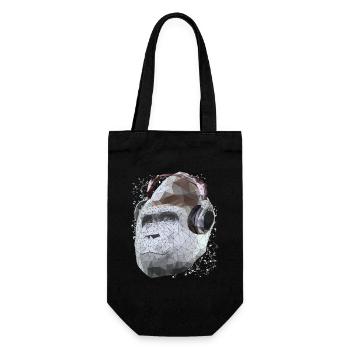 Gorilla with Headphones Low Poly Pop Art Art - Gift Bag for Bottles - black - Front