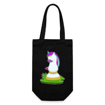 Einhorn Schachfigur Springer Schach - Geschenkbeutel für Flaschen - Schwarz - Vorne