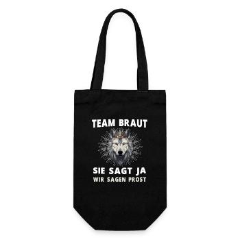 Hochzeit Junggesellenabschied Wolf Braut Bräutigam - Geschenkbeutel für Flaschen - Schwarz - Vorne