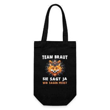 Junggesellenabschied Hochzeit Fuchs Braut Spruch - Geschenkbeutel für Flaschen - Schwarz - Vorne