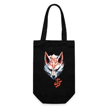 Anime Kitsune Fox Mask Kumiho Samurai Japan - Gift Bag for Bottles - black - Front