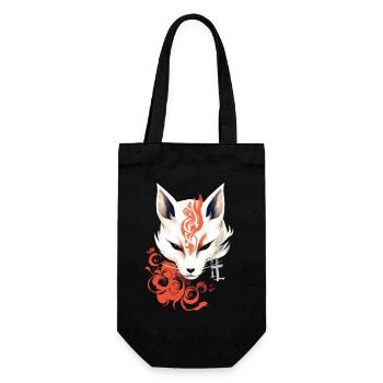 Fox Mask Kumiho Samurai Kitsune Japan Anime - Gift Bag for Bottles - black - Front