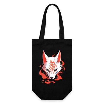 Anime Fox Mask Kitsune Kumiho Samurai Japan - Gift Bag for Bottles - black - Front